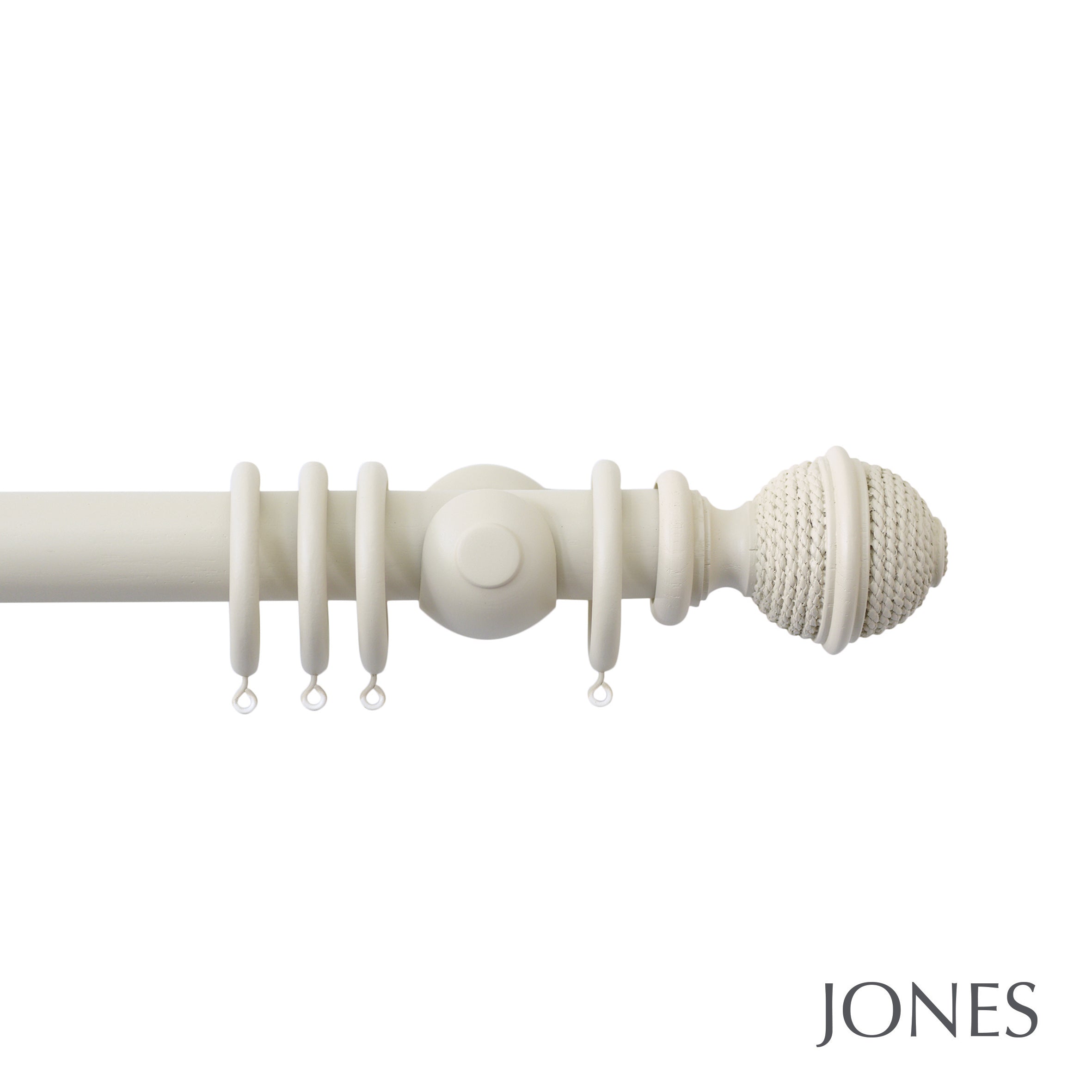 Jones Interiors Seychelles Woven Rope Finial Curtain Pole Set in Sand