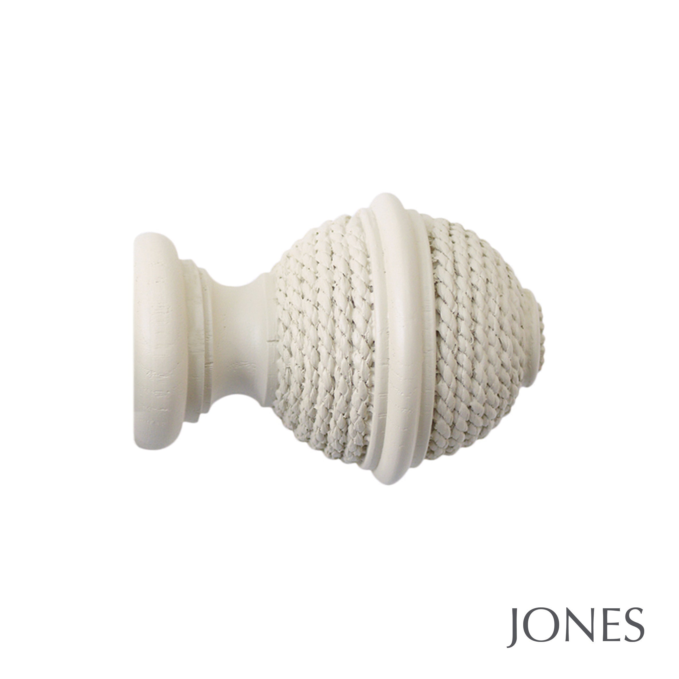 Jones Interiors Seychelles Woven Rope Finial Curtain Pole Set in Sand