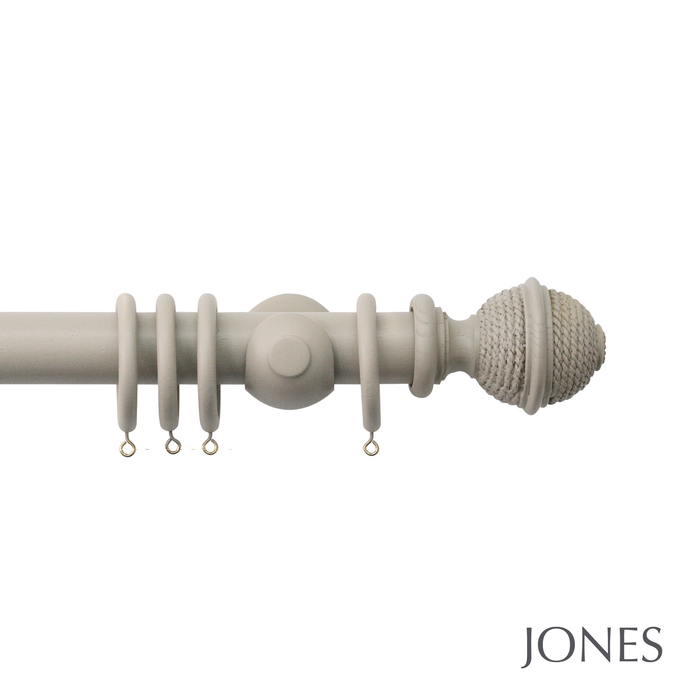 Jones Interiors Seychelles Woven Rope Finial Curtain Pole Set in Truffle