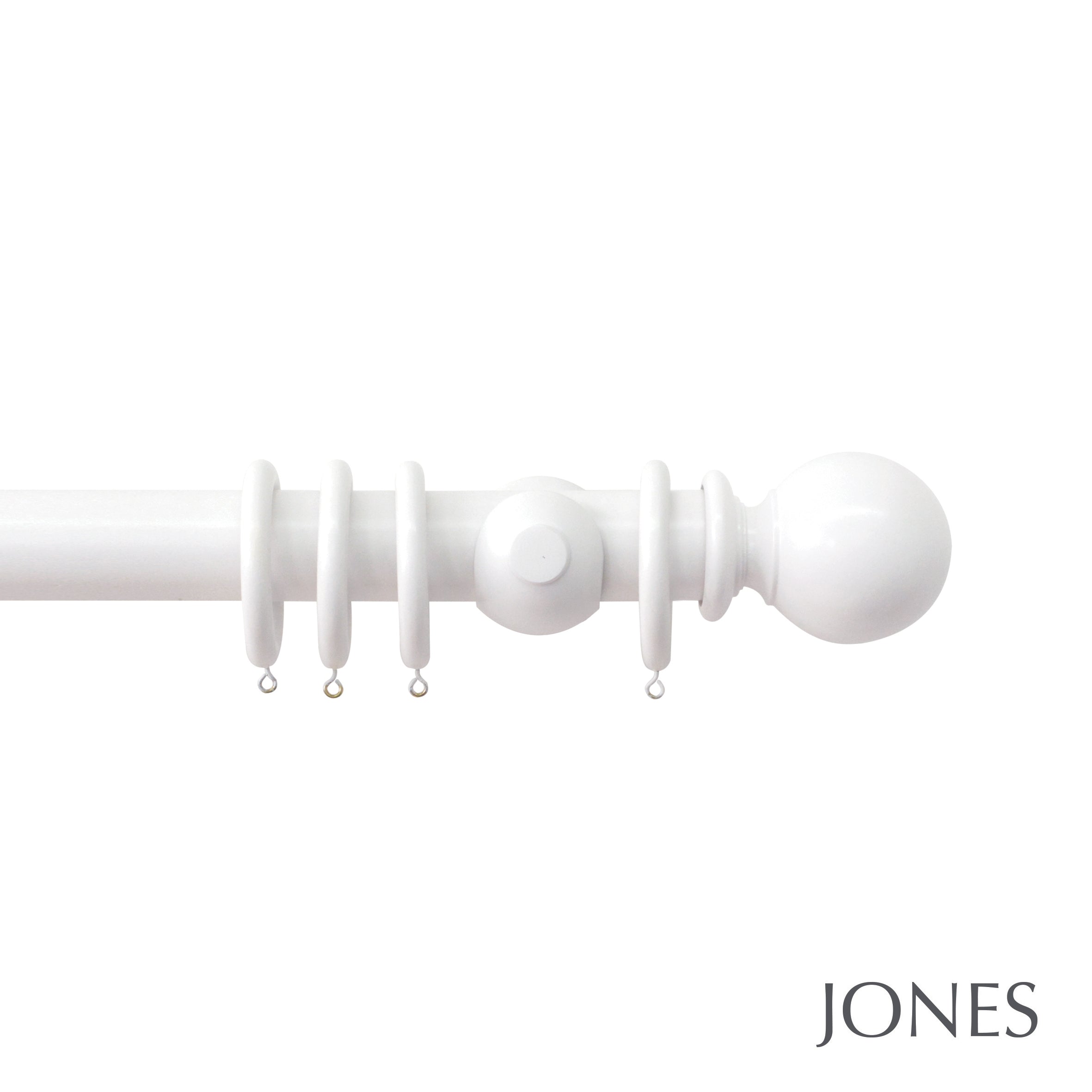 Jones Interiors Estate Ball Finial Curtain Pole Set in Alabaster