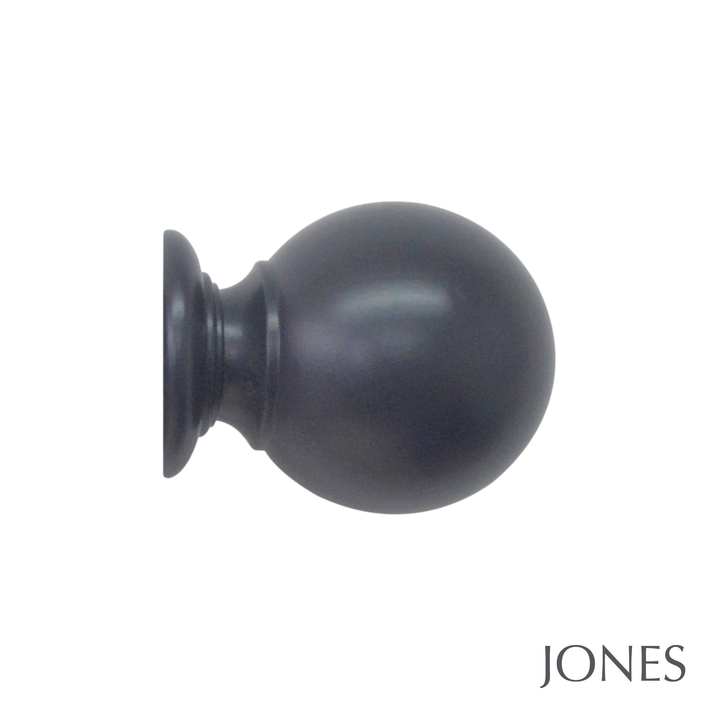 Jones Interiors Estate Ball Finial Curtain Pole Set in Basalt