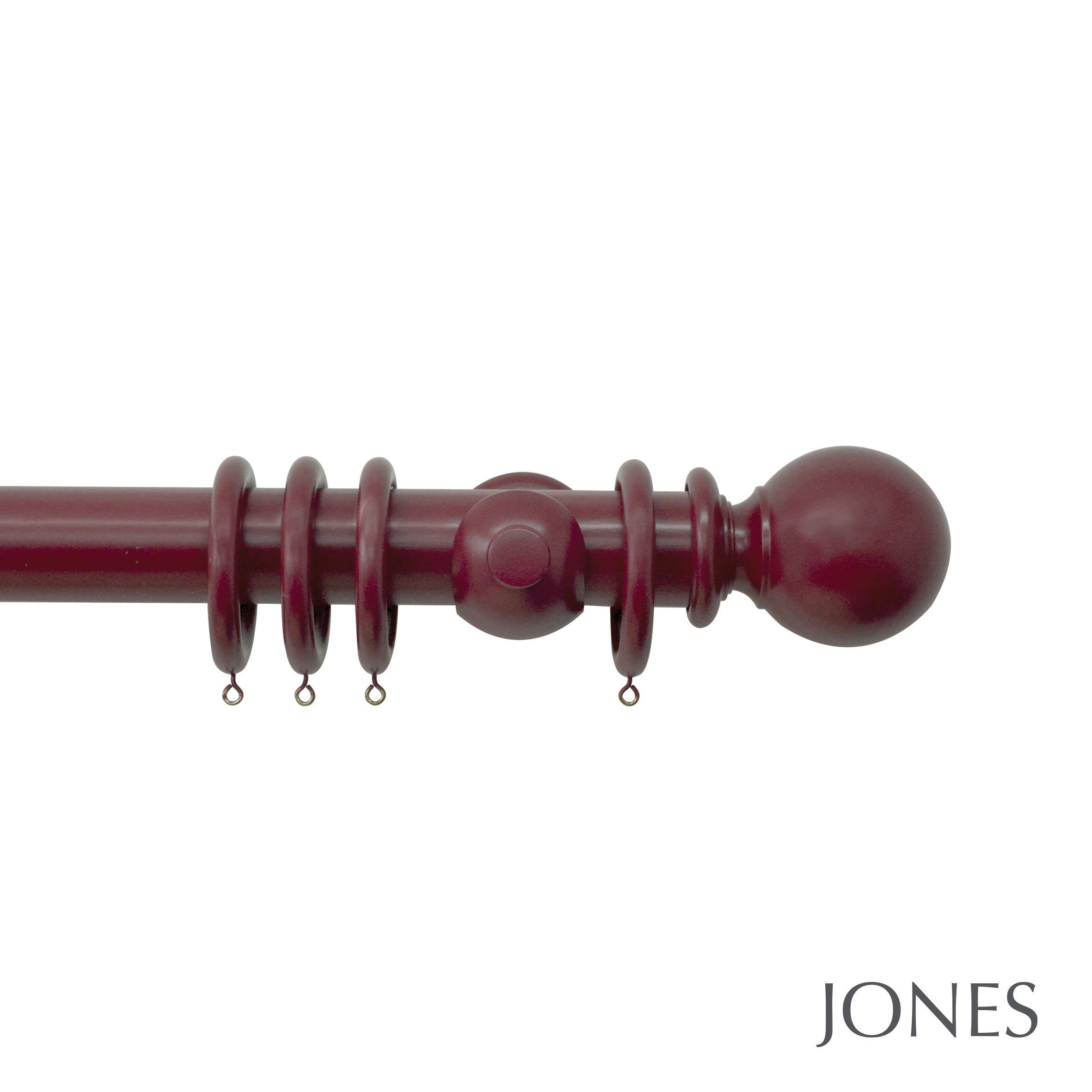 Jones Interiors Estate Ball Finial Curtain Pole Set in Claret