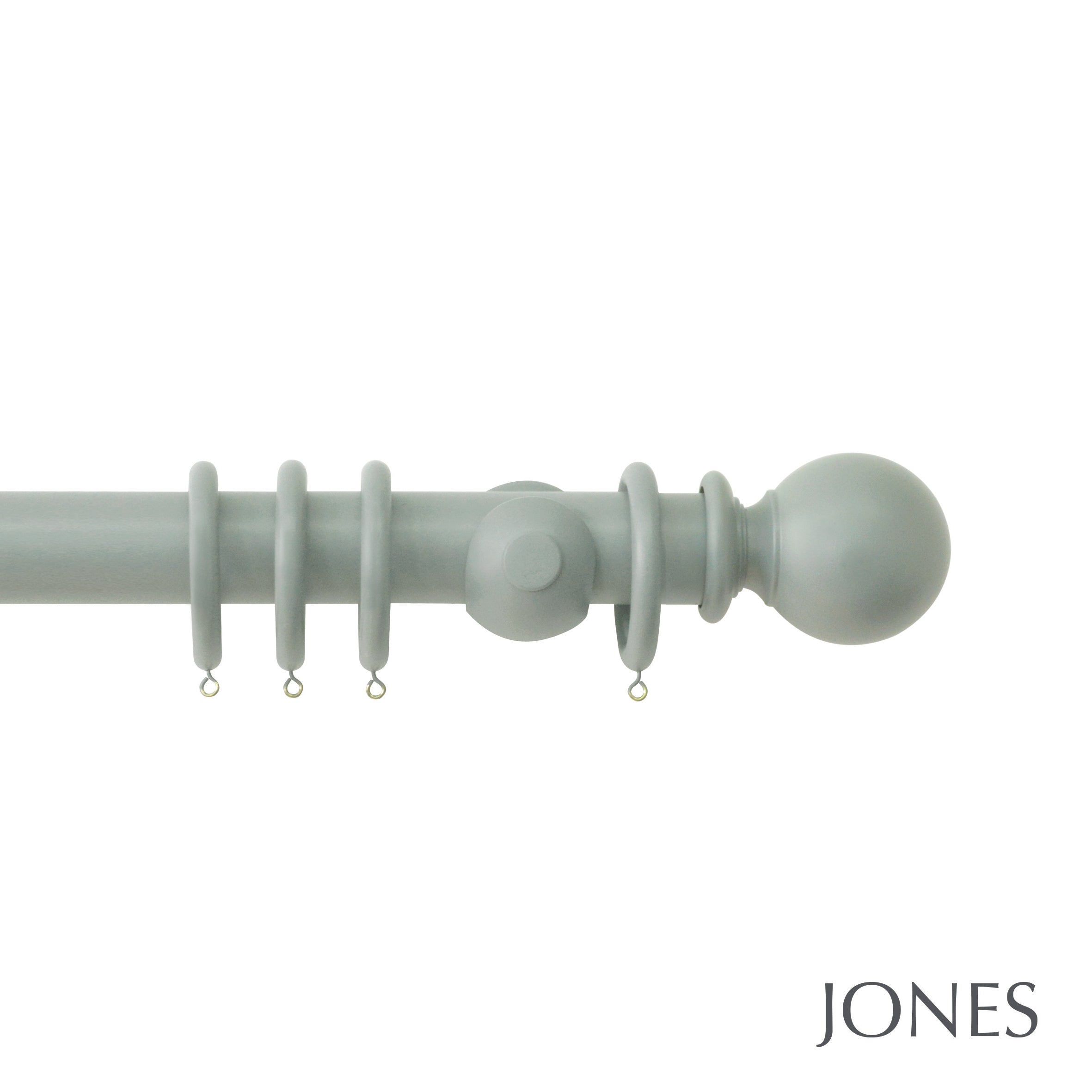 Jones Interiors Estate Ball Finial Curtain Pole Set in Mercury