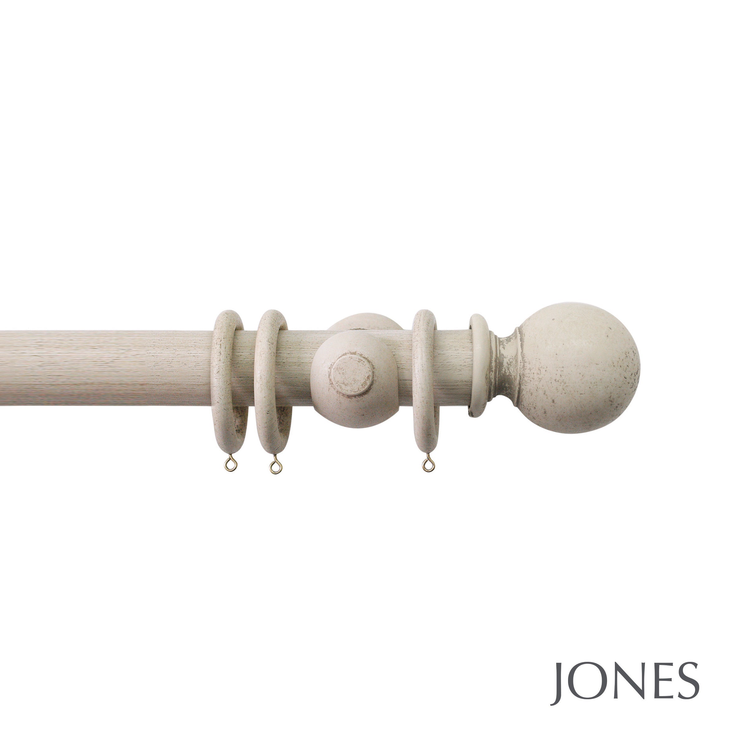 Jones Interiors Florentine Ball Finial Curtain Pole Set in Putty