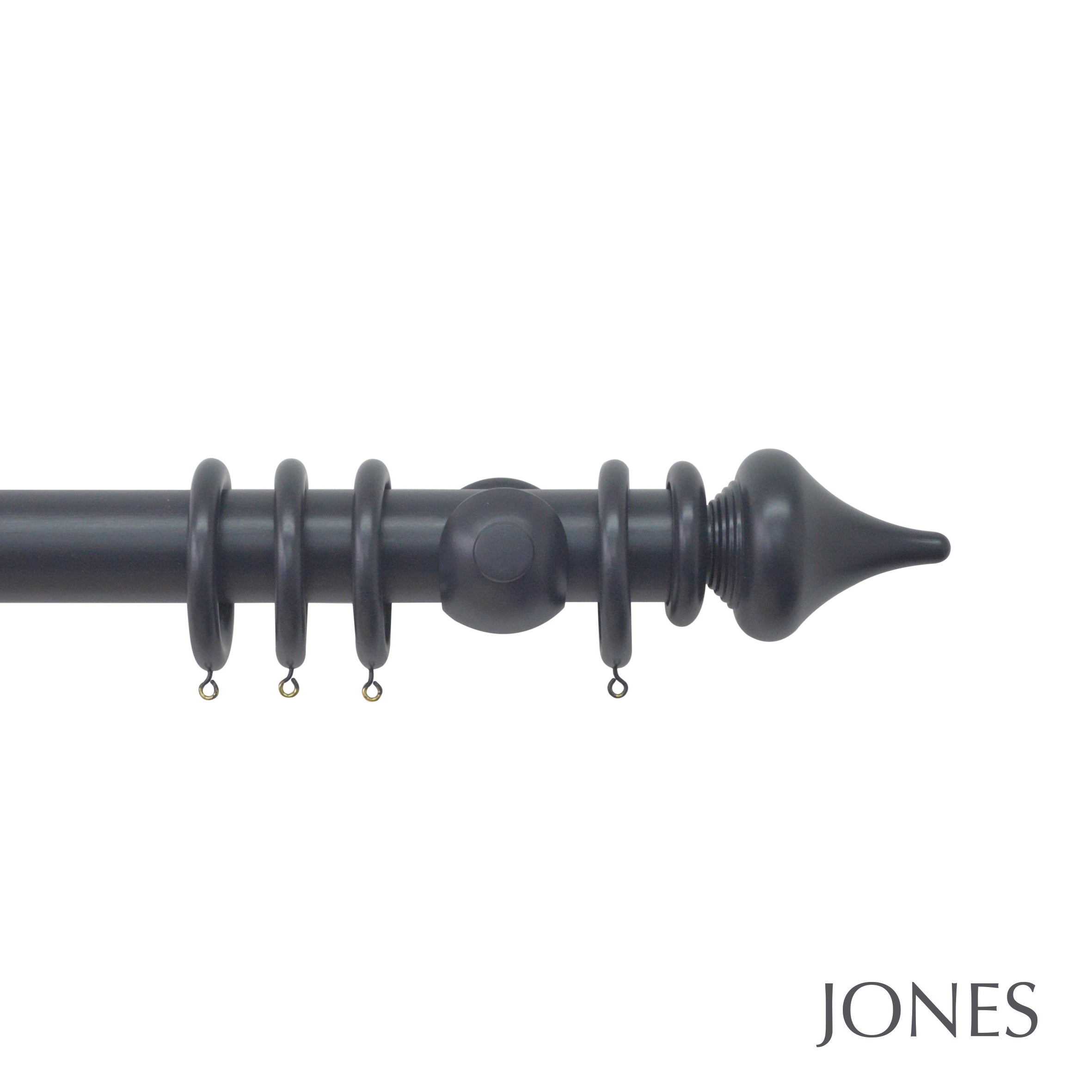 Jones Interiors Estate Minaret Finial Curtain Pole Set in Basalt