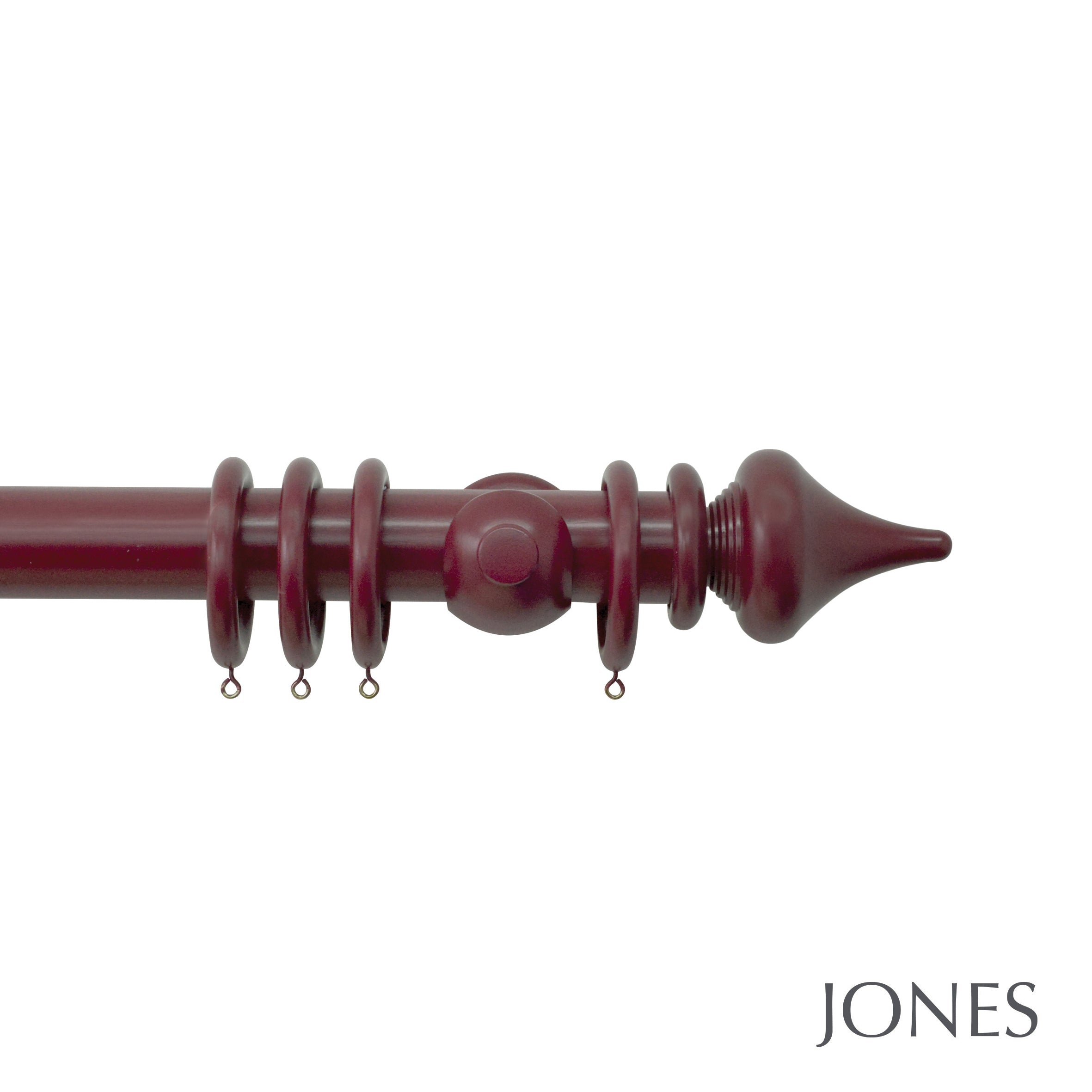 Jones Interiors Estate Minaret Finial Curtain Pole Set in Claret