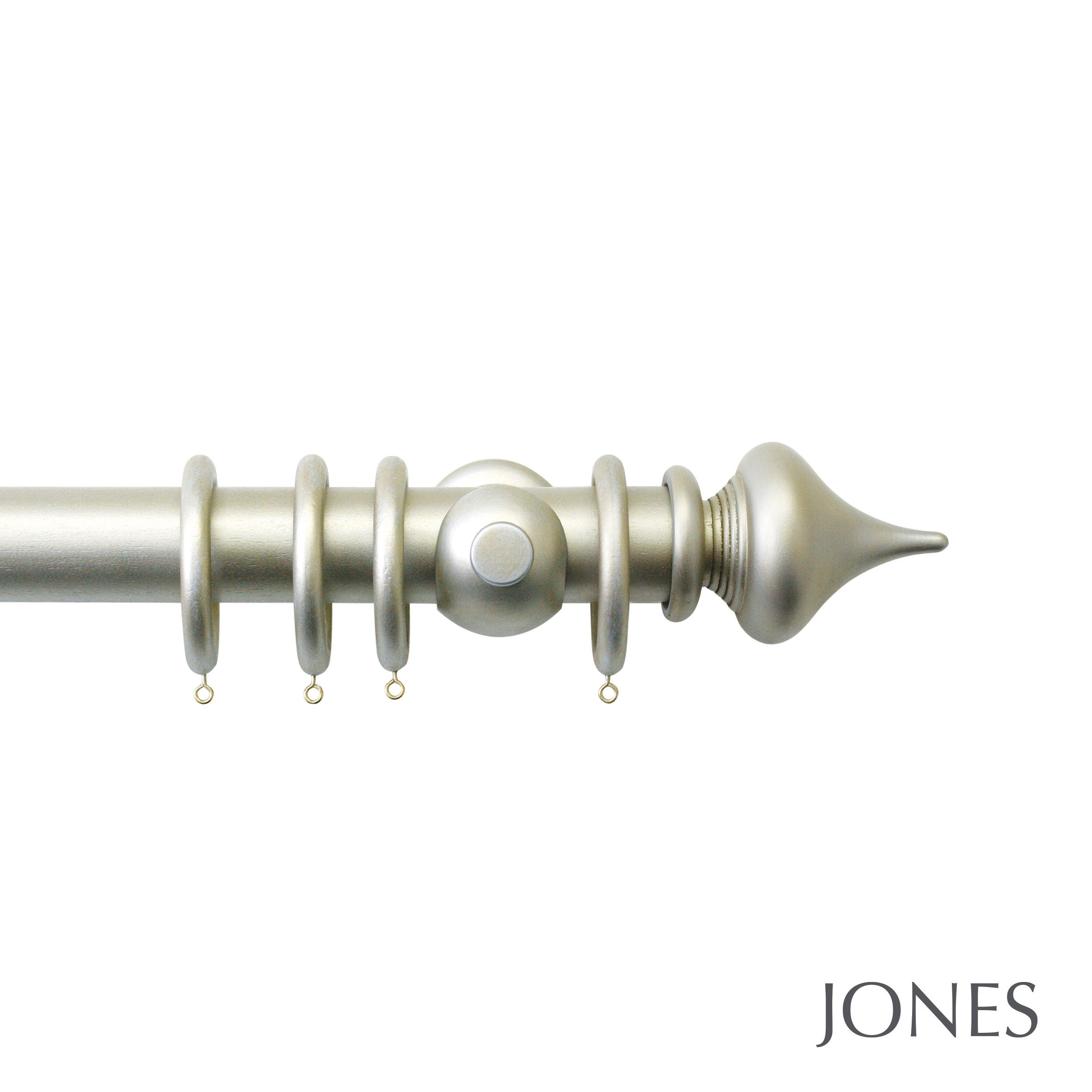 Jones Interiors Florentine Minaret Finial Curtain Pole Set in Champagne Silver