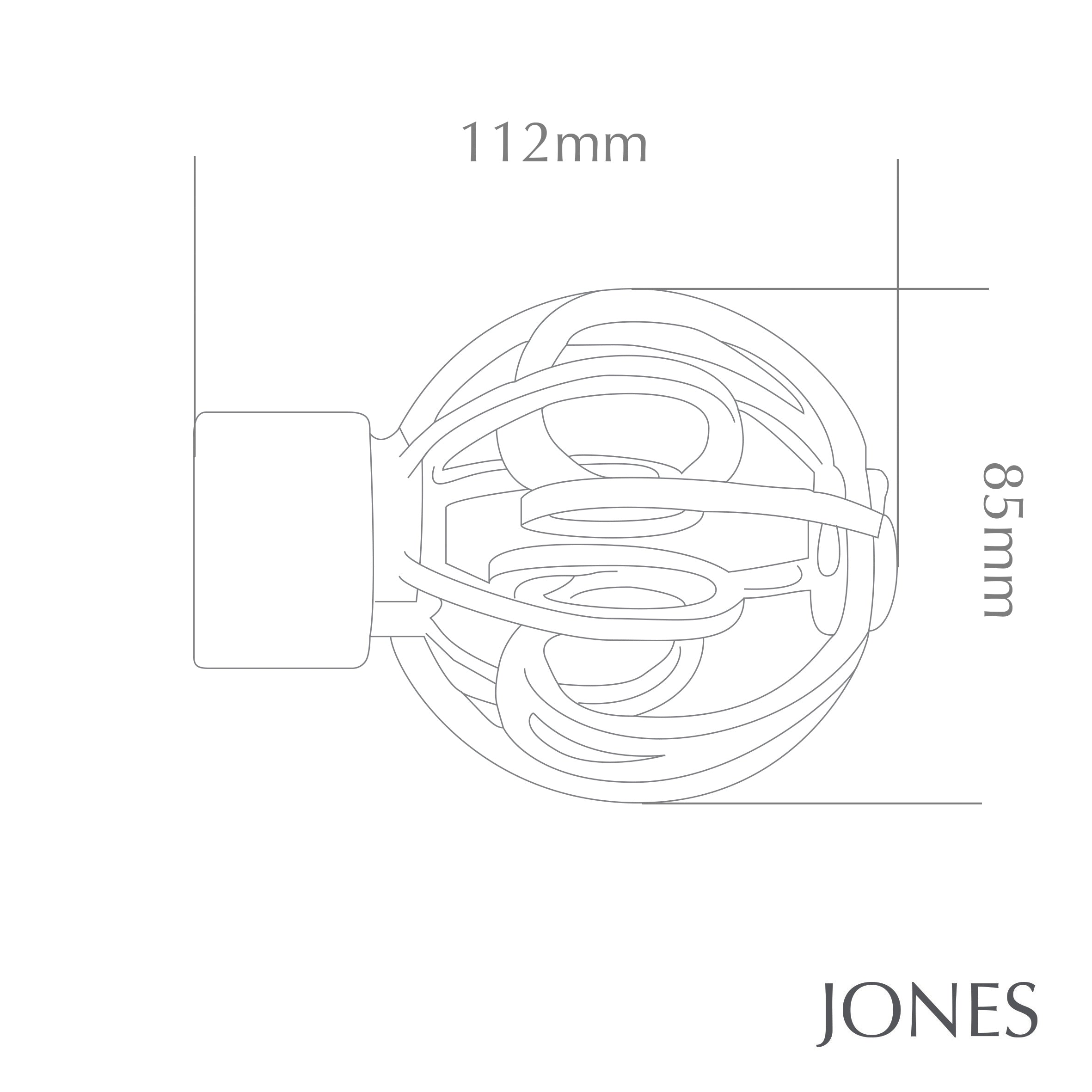 Jones Strand Cage Finial Curtain Pole Set in Matt Nickel
