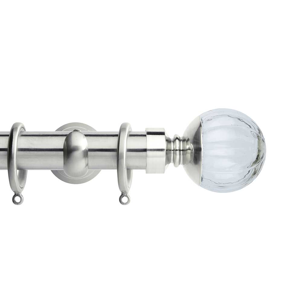 Hallis Neo Style Clear Pumpkin Bay Window Curtain Pole Set in Stainless Steel