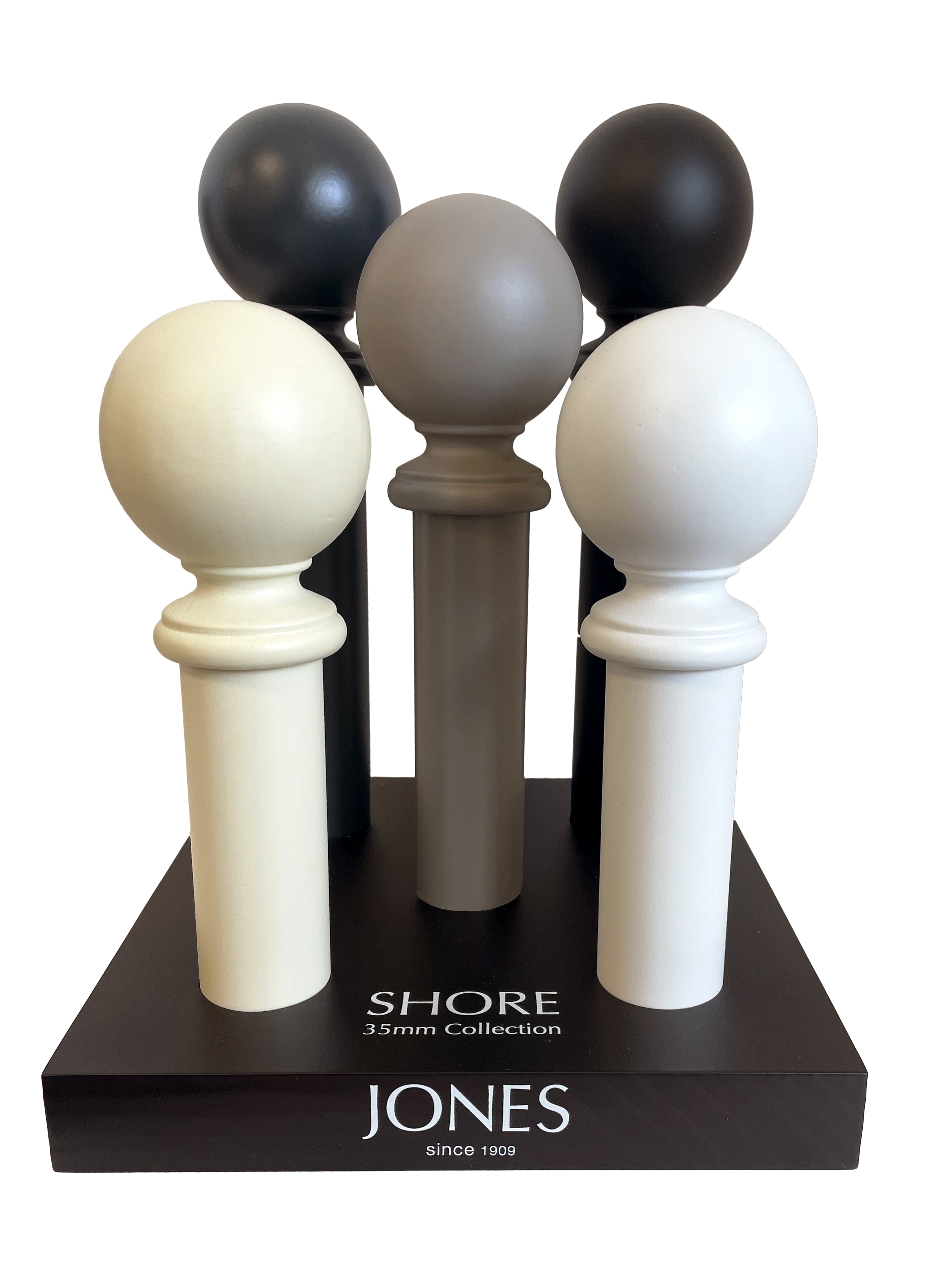 Jones Shore Ball Finial Curtain Pole Set in Ghost