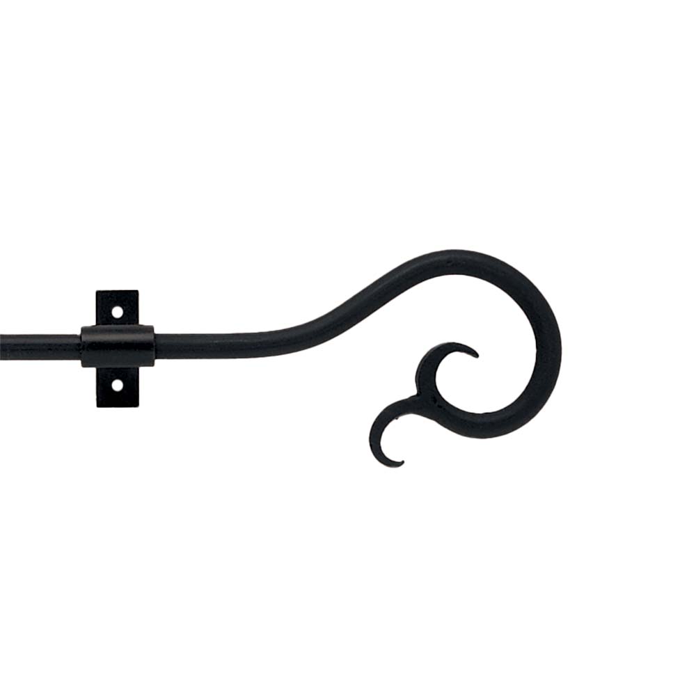 Hallis Artisan Filigree Wrought Iron Curtain Pole Set in Black