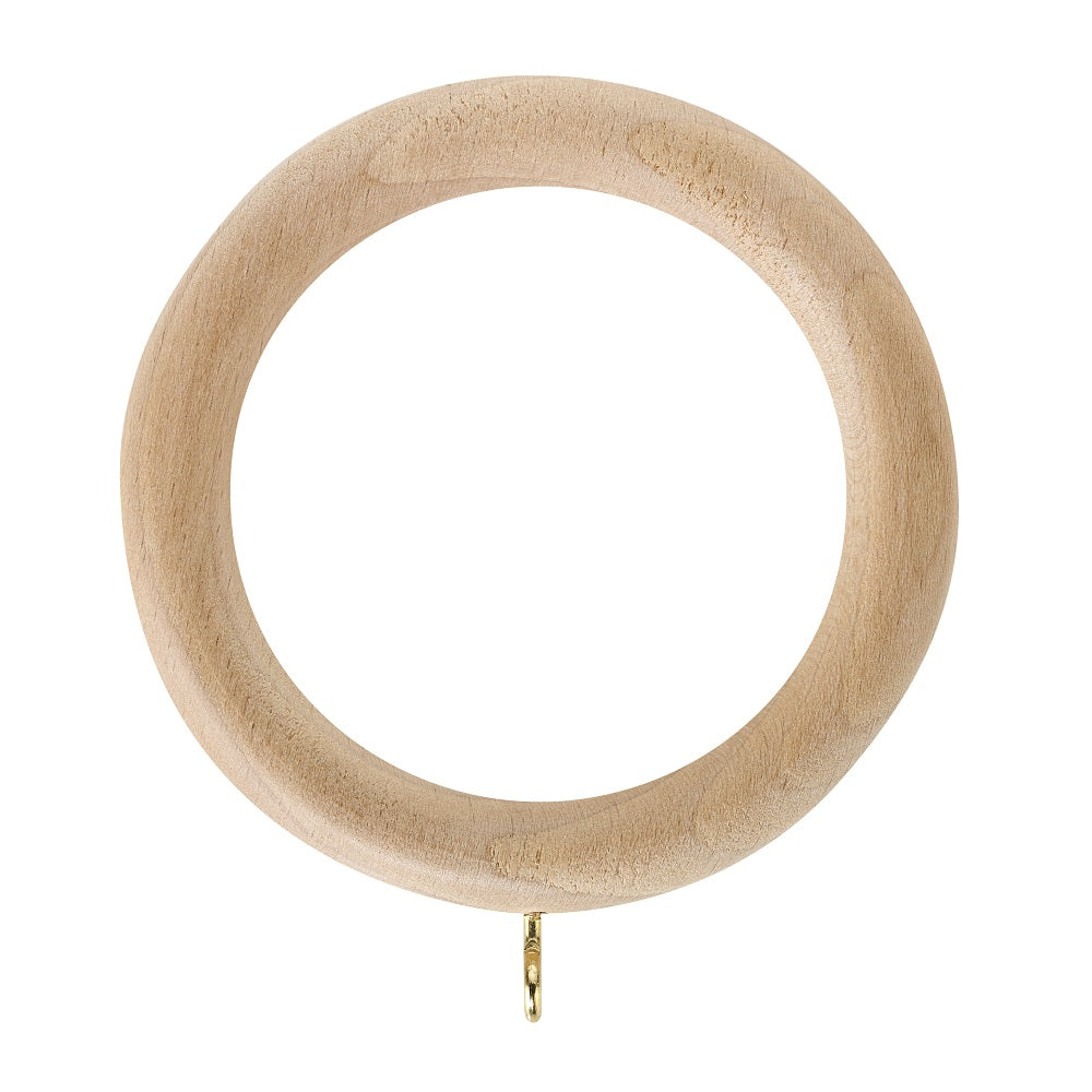 Hallis Unfinished Wood Poles Curtain Pole Rings in Unfinished