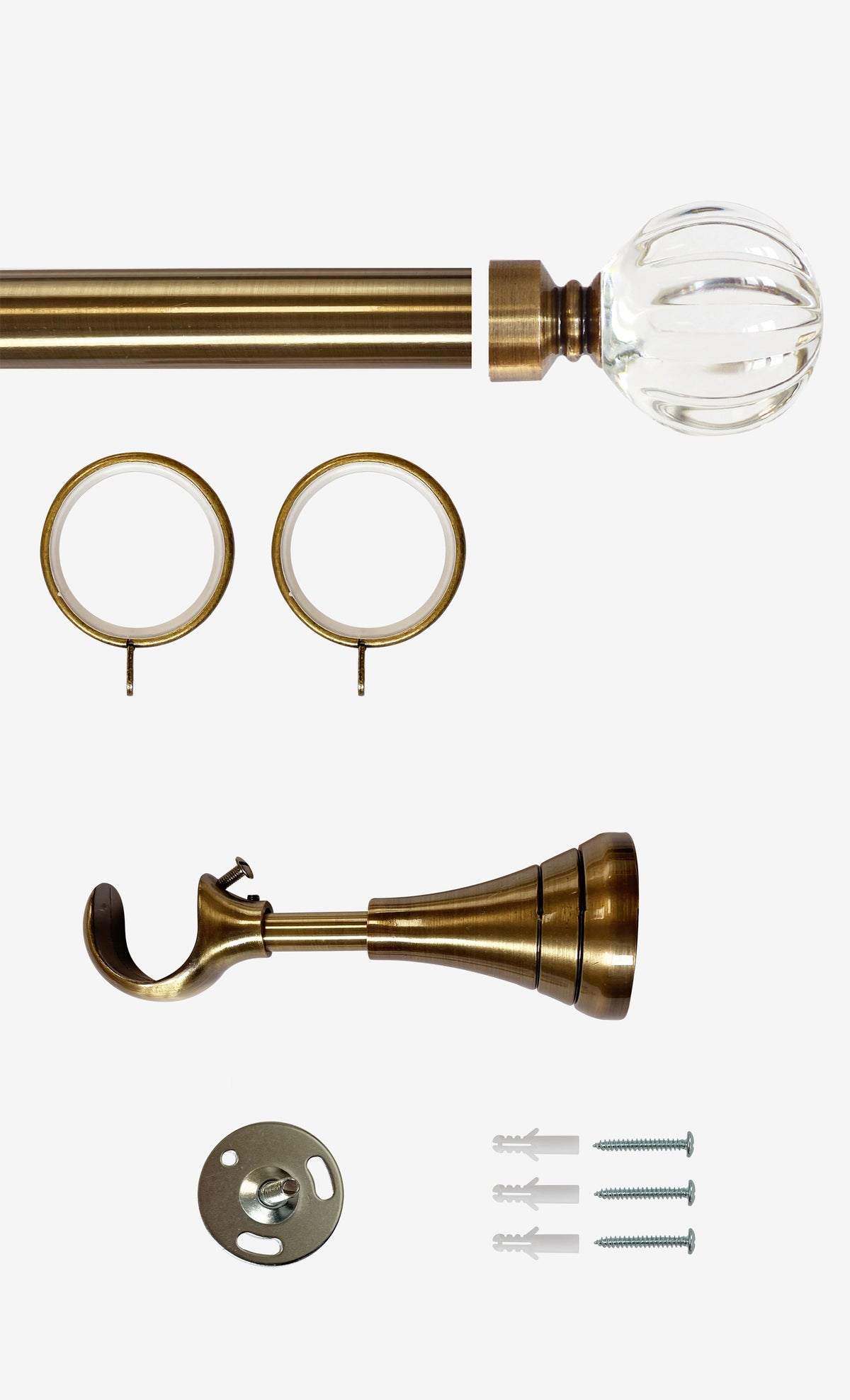 Laura Ashley Vivien Curtain Pole Set in Antique Brass | Pole Design UK