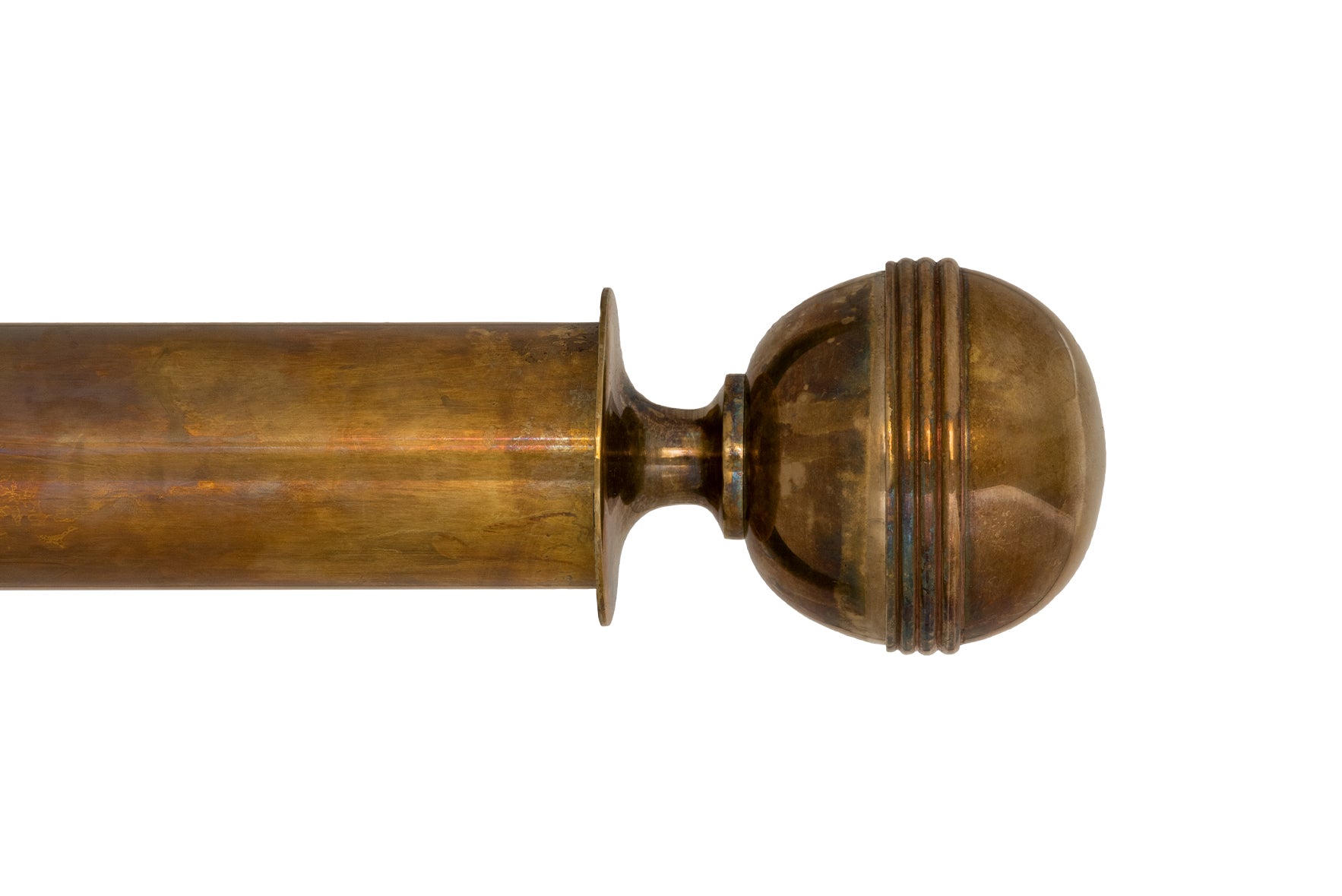 Tillys Classic Four Rib Ball Finial Curtain Pole Set in Old Brass