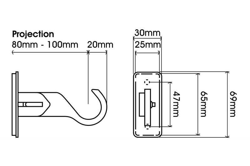 25mm Adjustable End Bracket