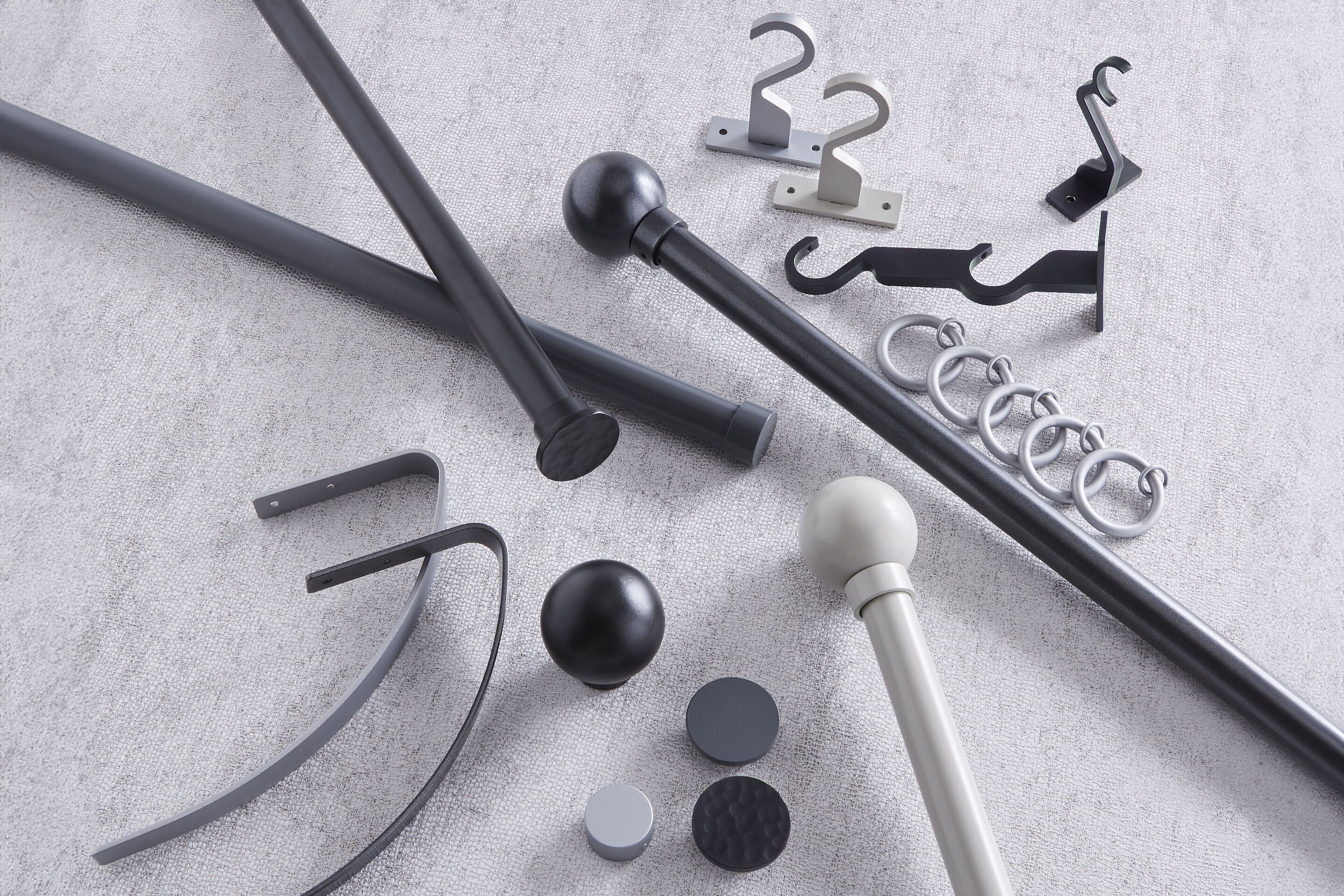 Arc Stud curtain pole in Gunmetal, room view