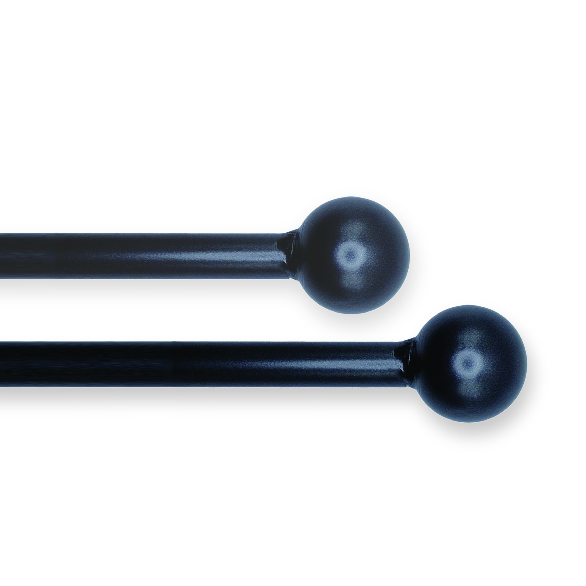 Cameron Fuller double curtain pole set in Black with ball finials, 19mm front and 19mm rear poles