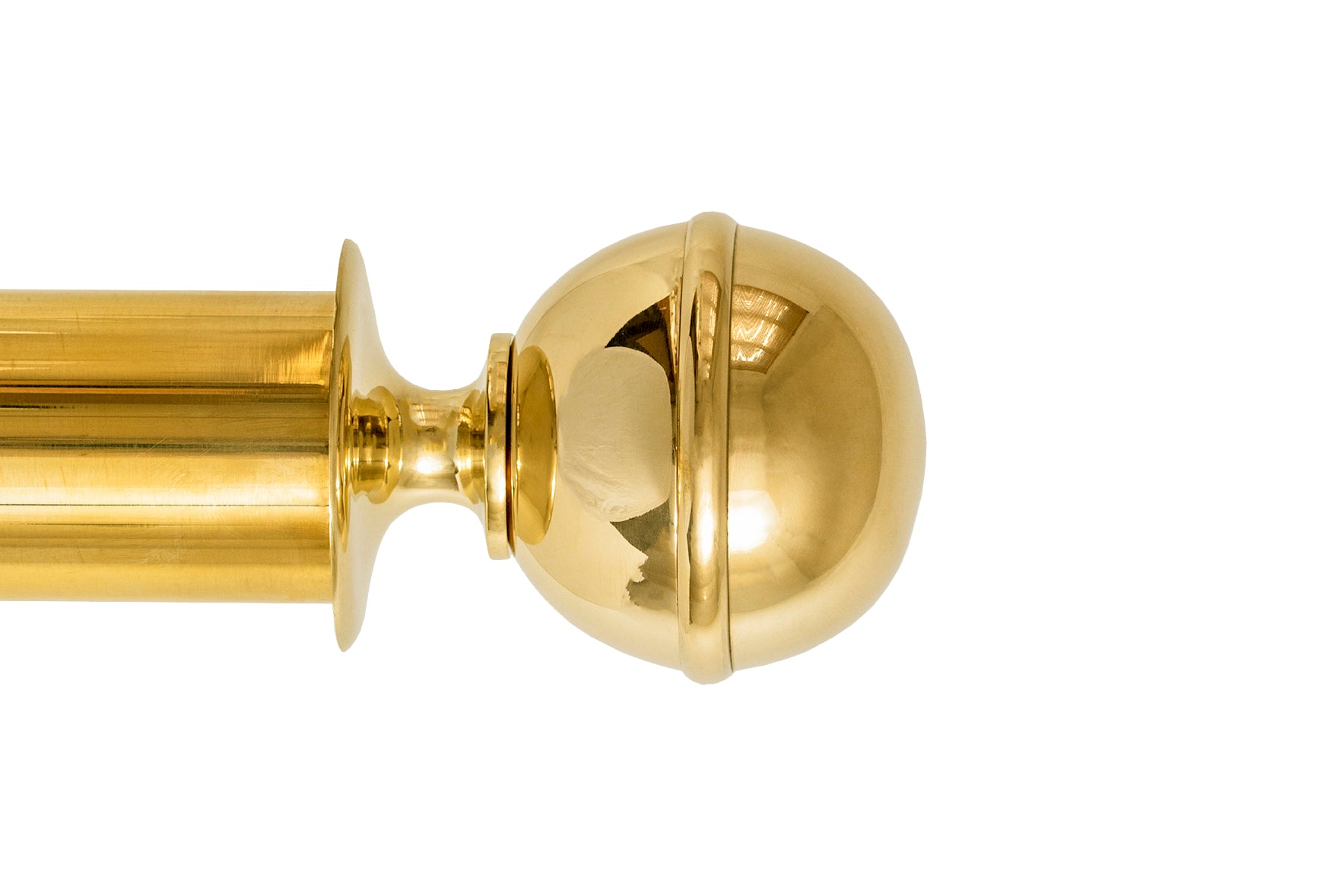 Tillys Classic One Rib Ball Finial Curtain Pole Set in Polished Brass
