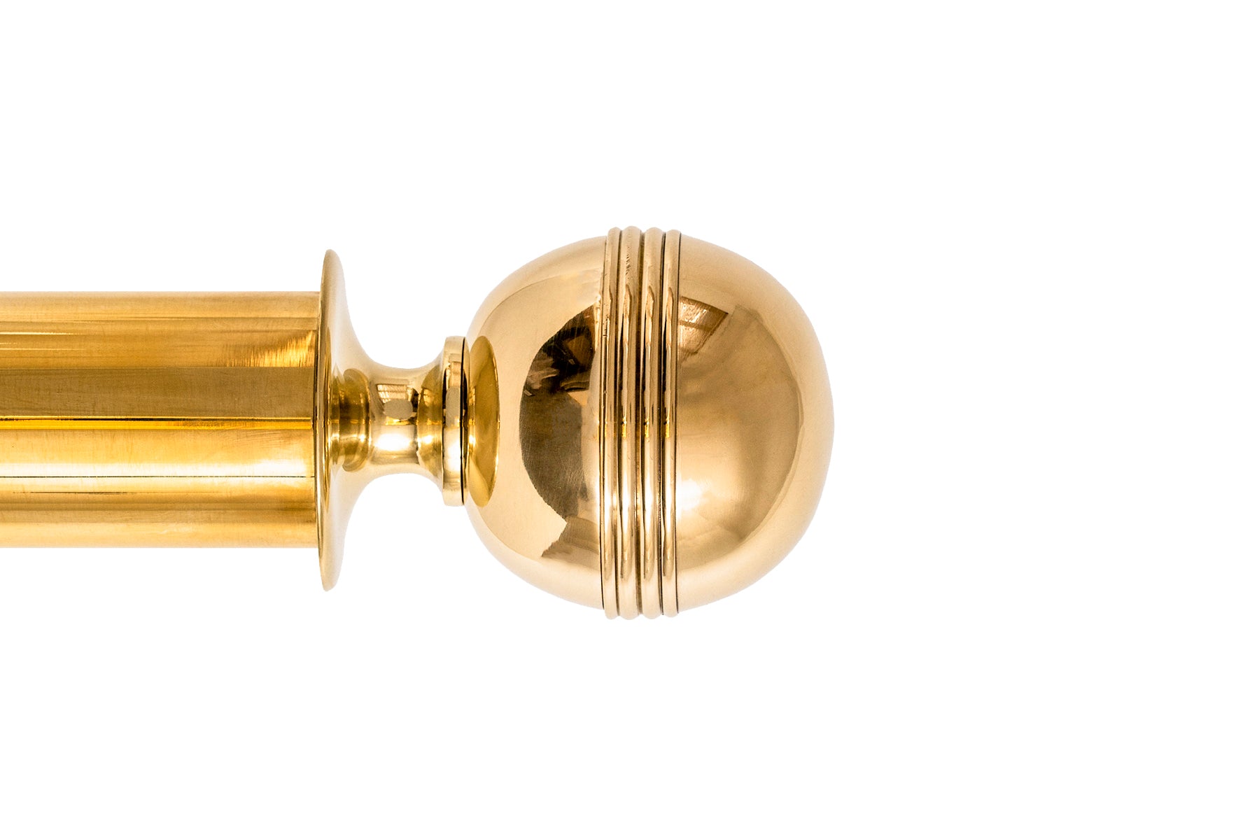 Tillys Classic Four Rib Ball Finial Curtain Pole Set in Polished Brass