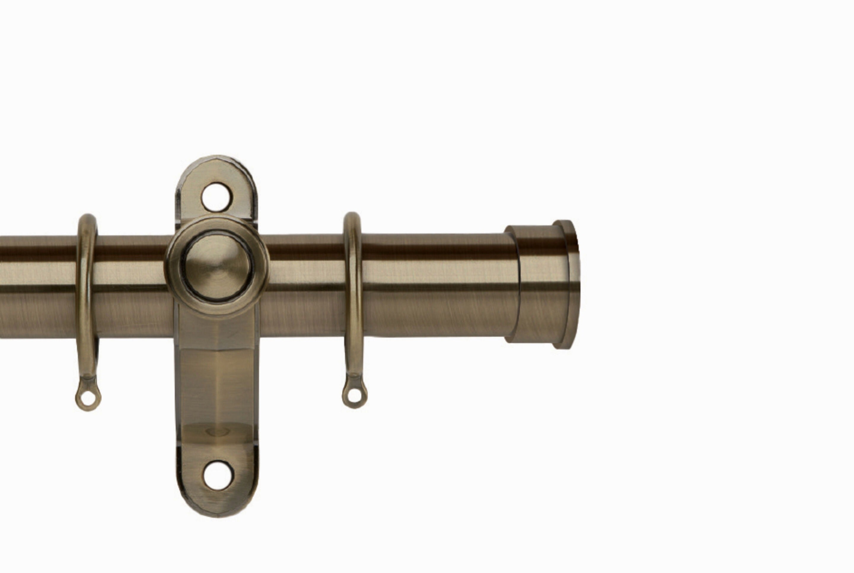 Hallis Galleria End Cap Curtain Pole Set in Burnished Brass
