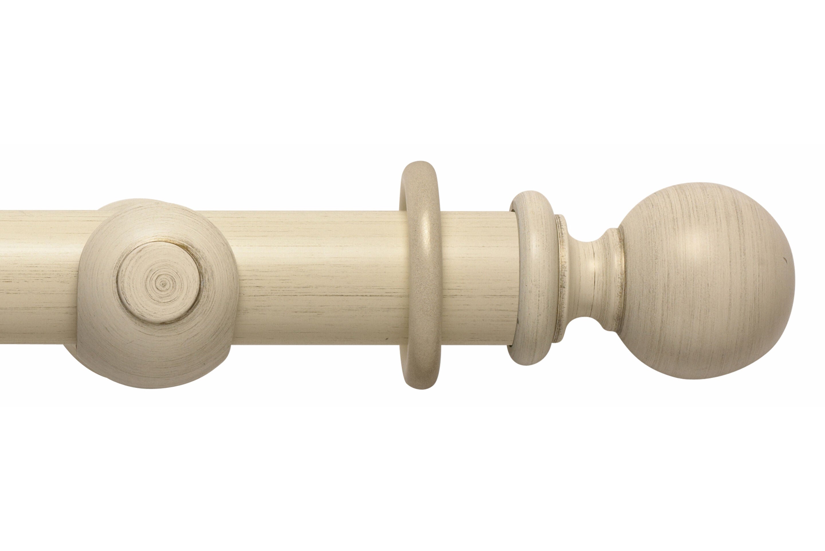Hallis Modern Country Ball Curtain Pole Set in Brushed Cream