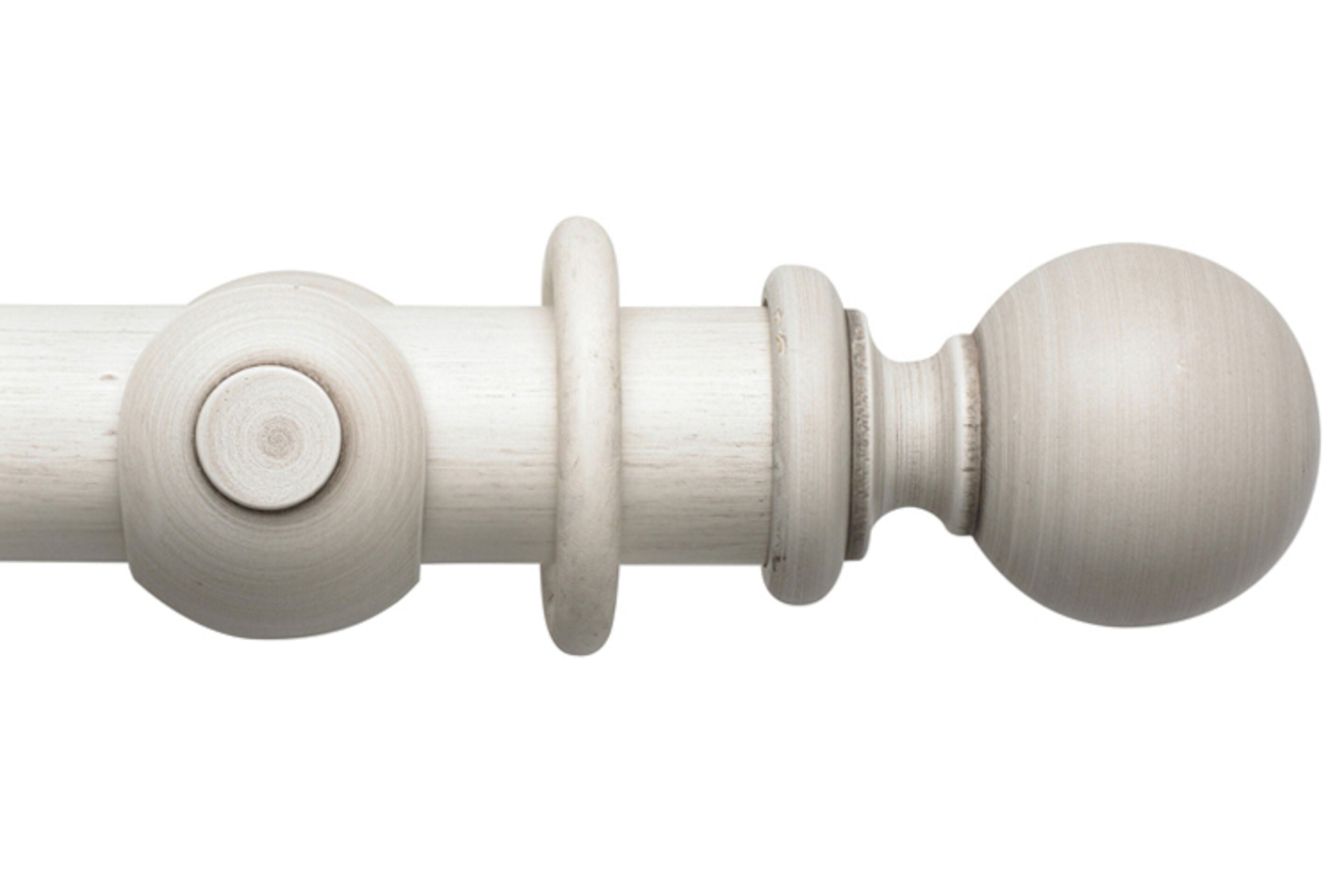 Hallis Modern Country Ball Curtain Pole Set in Brushed Ivory