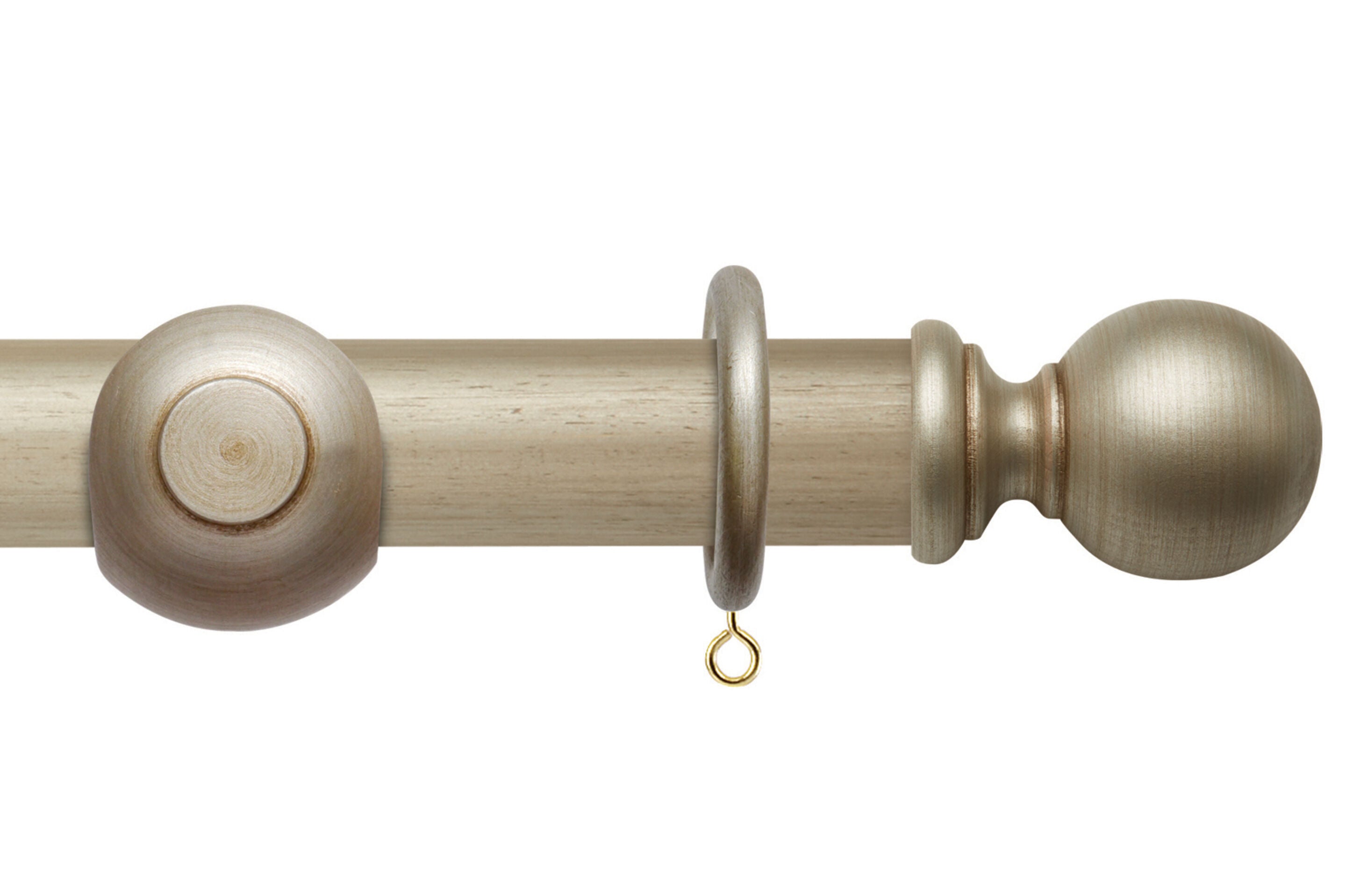 Hallis Modern Country Ball Curtain Pole Set in Satin Silver