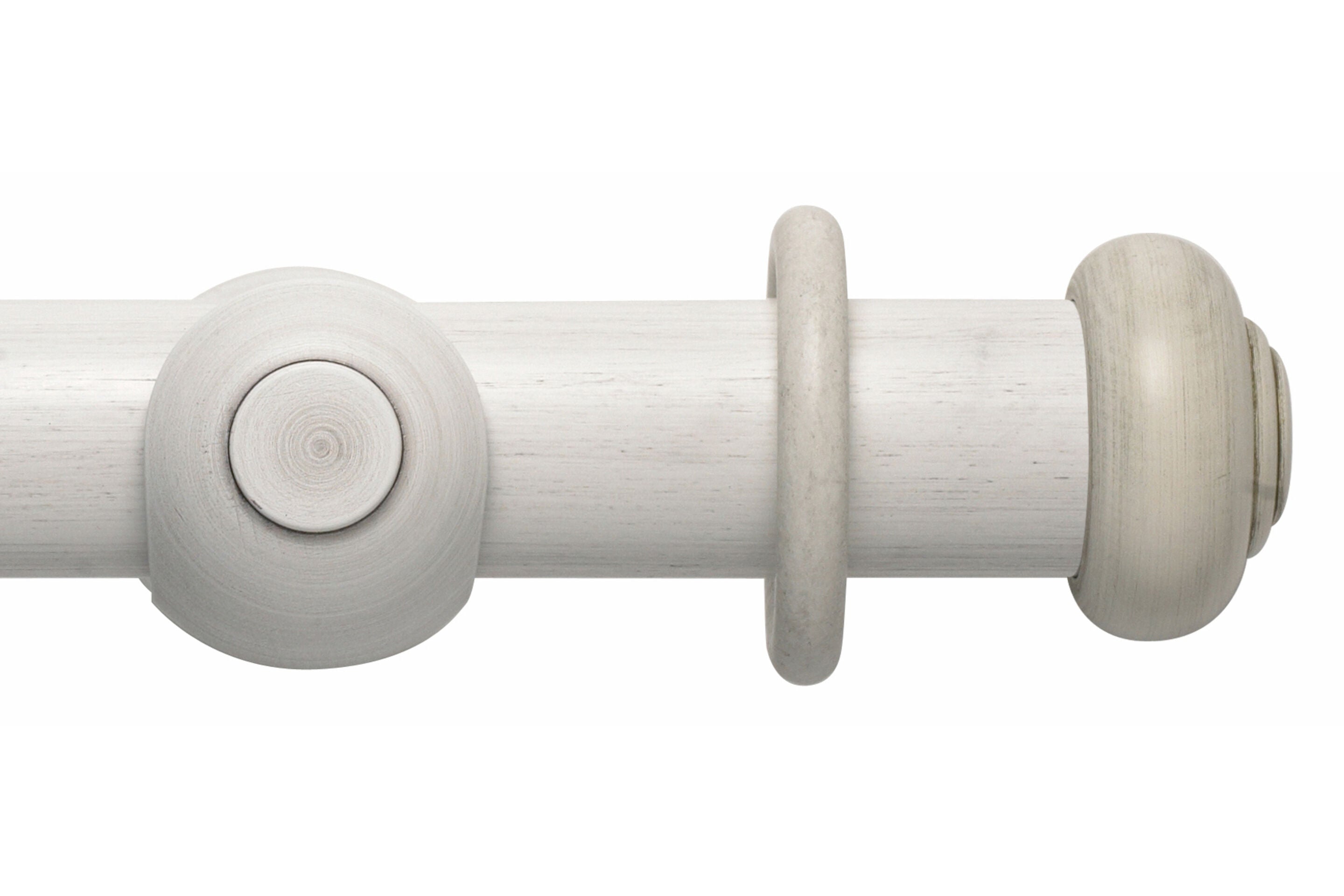 Hallis Modern Country Button Curtain Pole Set in Brushed Ivory