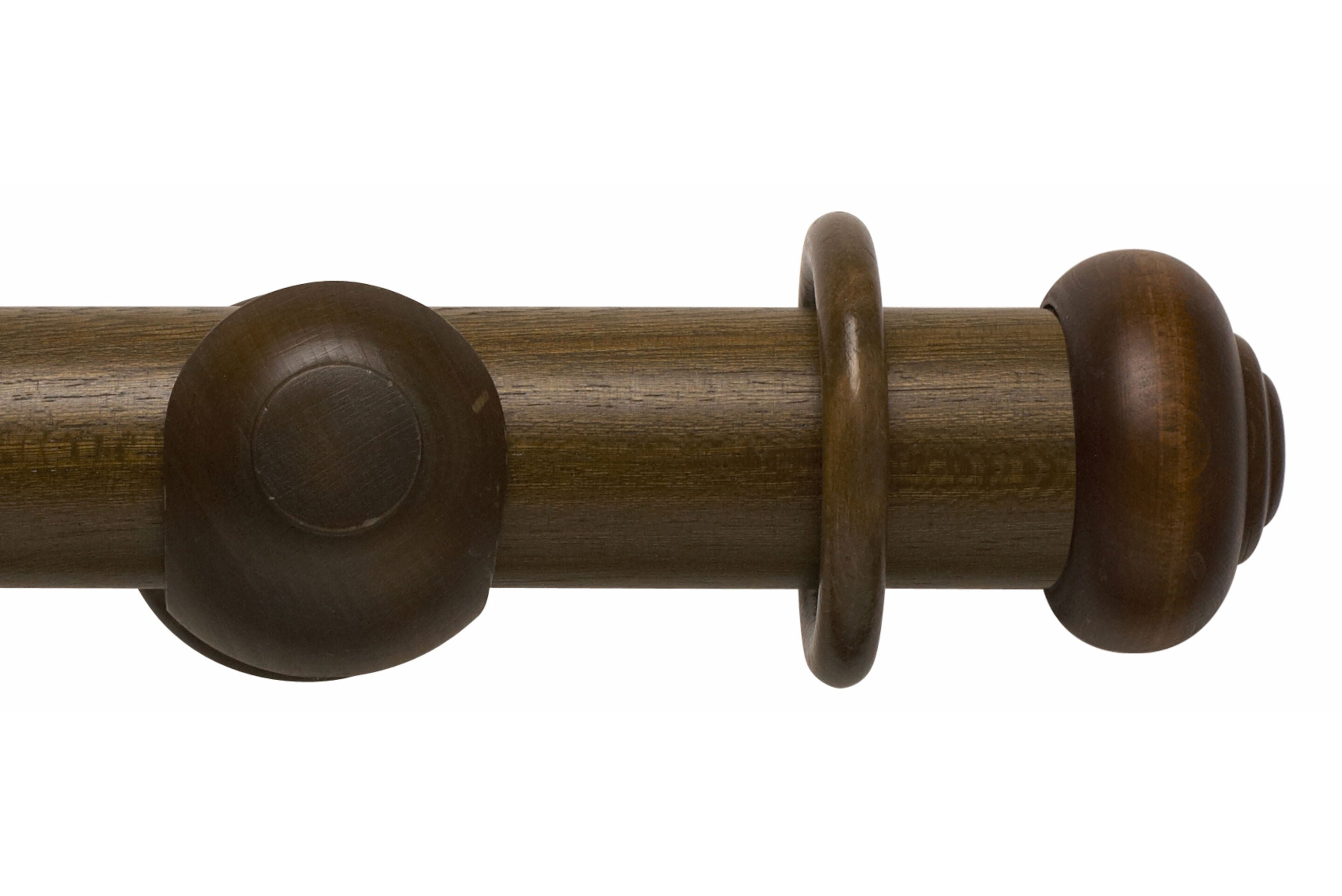 Hallis Modern Country Button Curtain Pole Set in Dark Oak