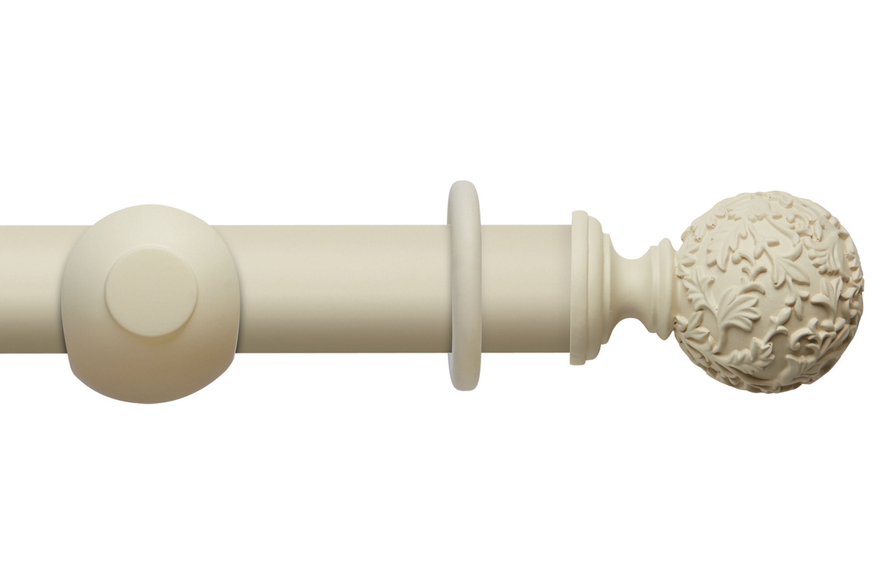 Hallis Modern Country Floral Ball Curtain Pole Set in Pearl