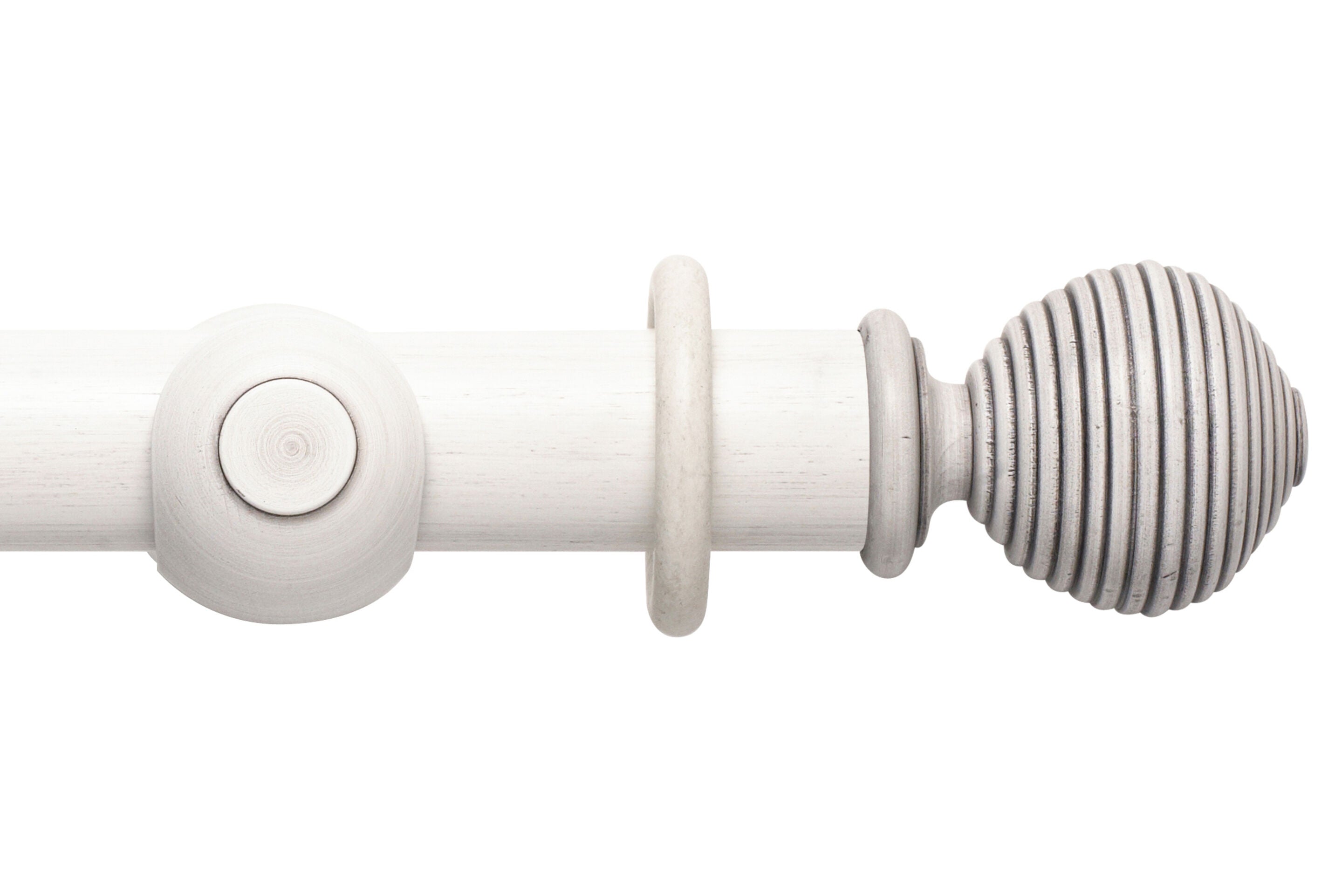 Hallis Modern Country Ribbed Ball Curtain Pole Set in Brushed Ivory