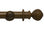 Hallis Modern Country Ribbed Ball Curtain Pole Set in Dark Oak