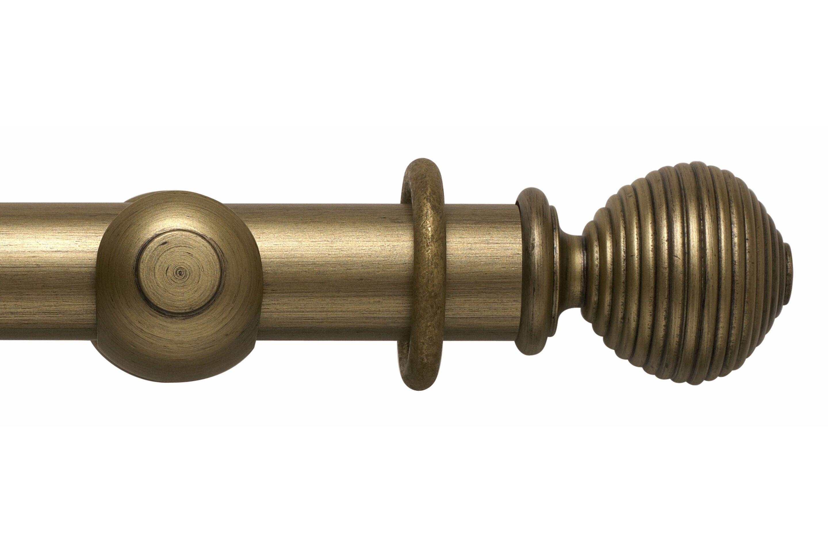 Hallis Modern Country Ribbed Ball Curtain Pole Set in Gold Black