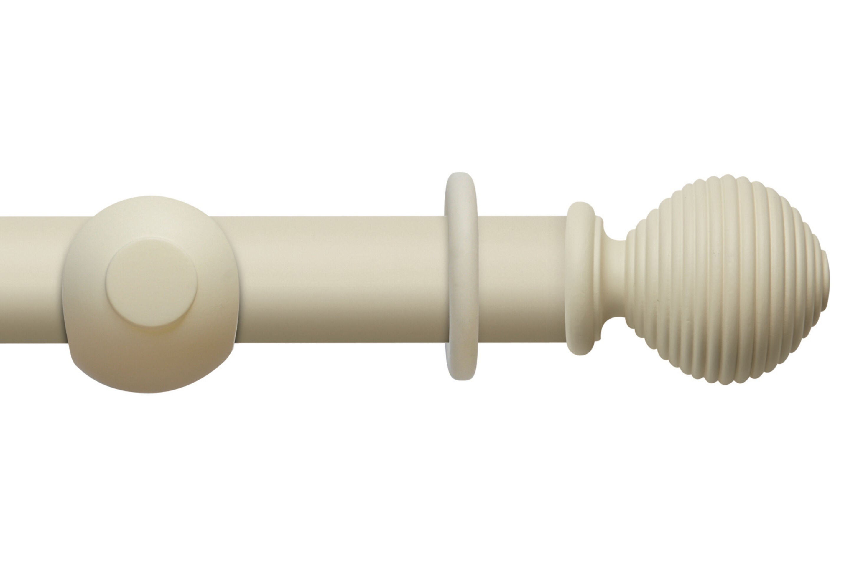 Hallis Modern Country Ribbed Ball Curtain Pole Set in Pearl