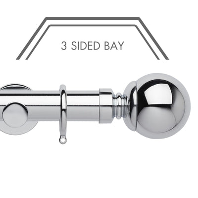 Hallis Neo Chrome Ball 3-Sided Bay Window Curtain Pole Set