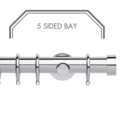 Hallis Neo Chrome End Cap 5-Sided Bay Window Curtain Pole Set