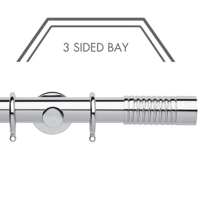 Hallis Neo Chrome Wired Barrel 3-Sided Bay Window Curtain Pole Set