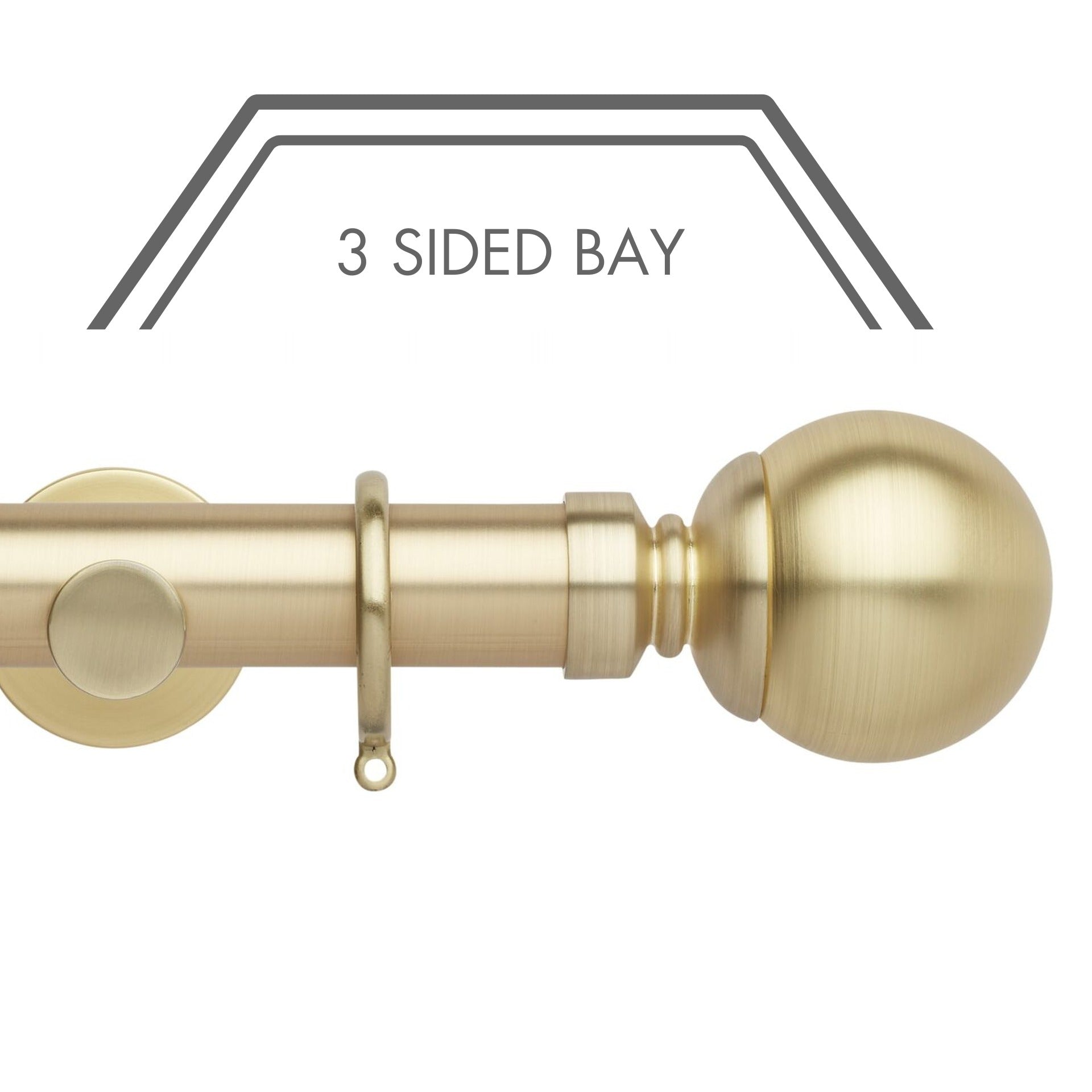 Hallis Neo Gold Ball 3-Sided Bay Window Curtain Pole Set shown in 35mm