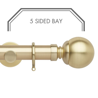 Hallis Neo Gold Ball 5-Sided Bay Window Curtain Pole Set