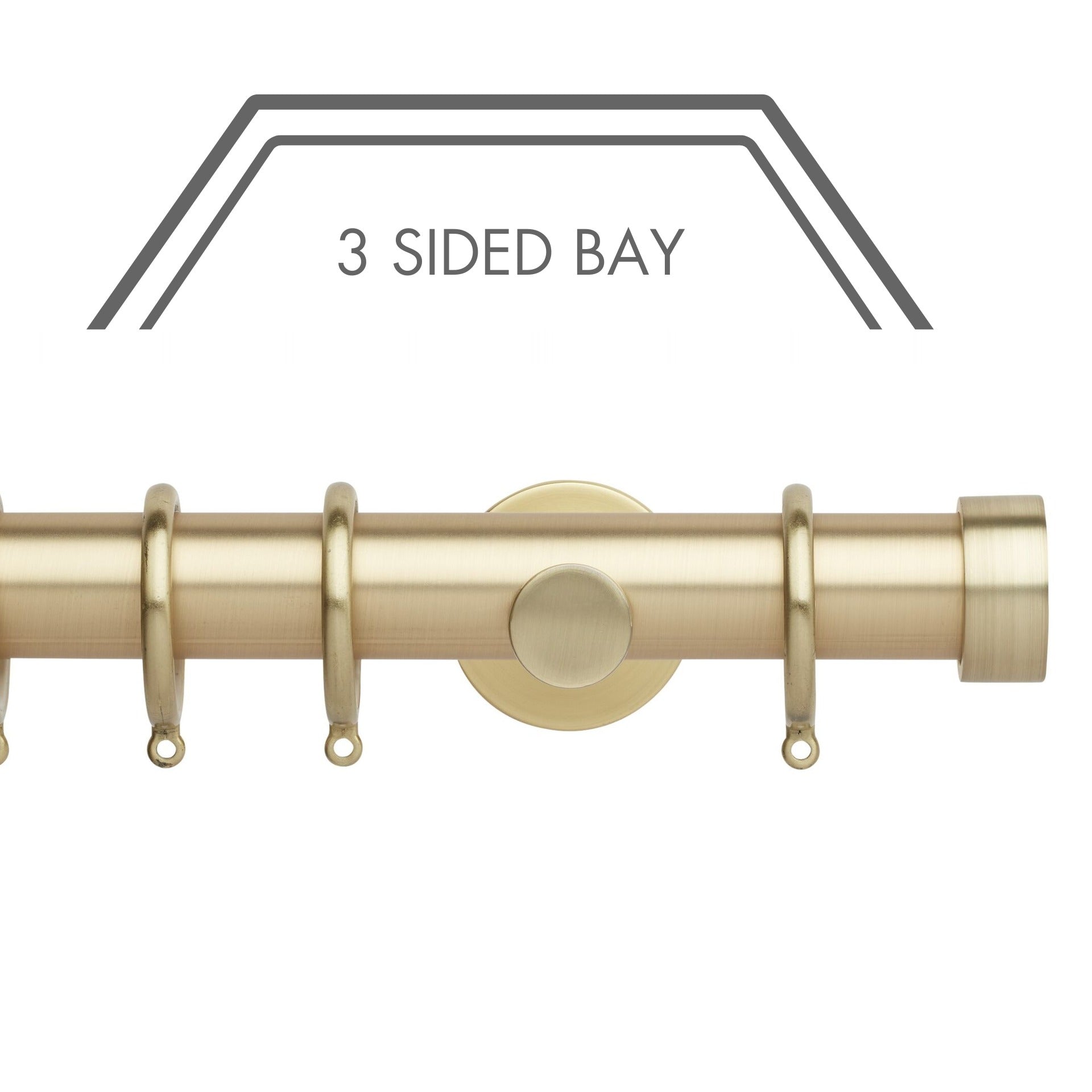 Hallis Neo Gold End Cap 3-Sided Bay Window Curtain Pole Set shown in 35mm
