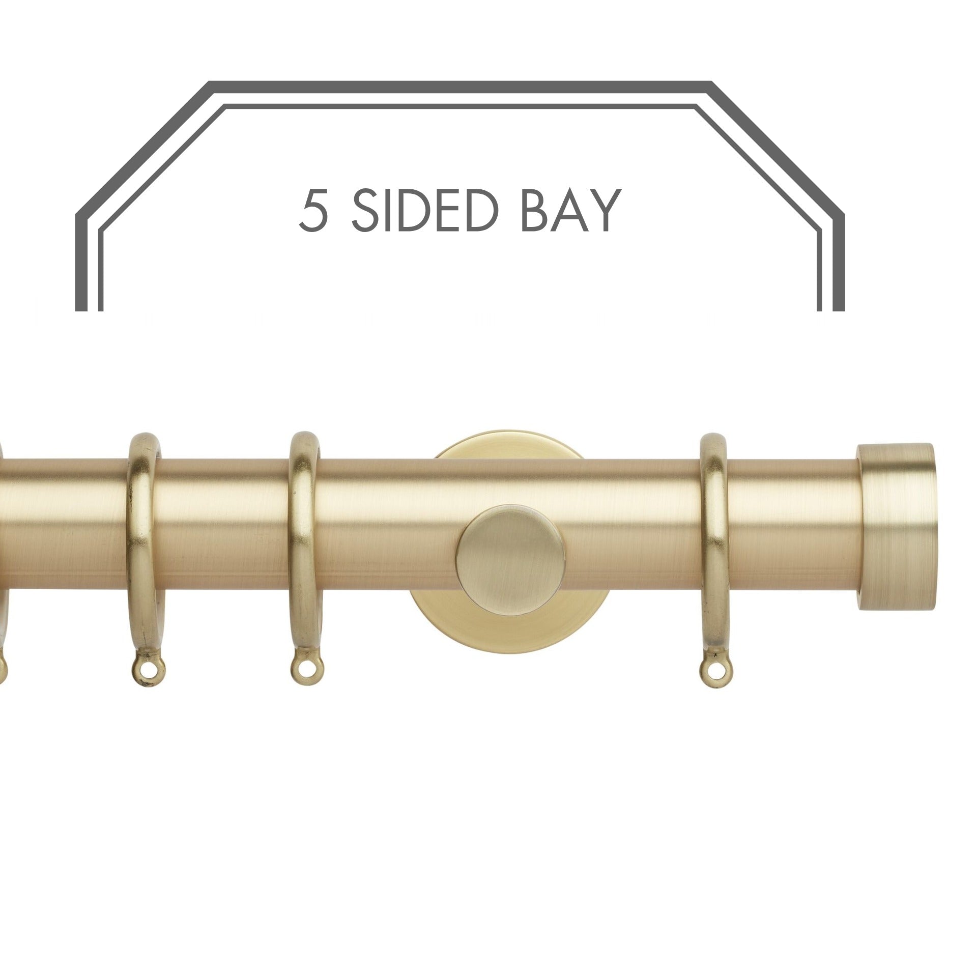 Hallis Neo Gold End Cap 5-Sided Bay Window Curtain Pole Set shown in 35mm
