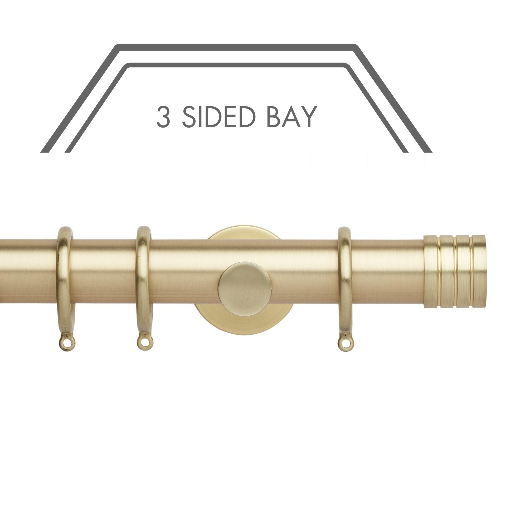 Hallis Neo Gold Stud 3-Sided Bay Window Curtain Pole Set shown in 35mm