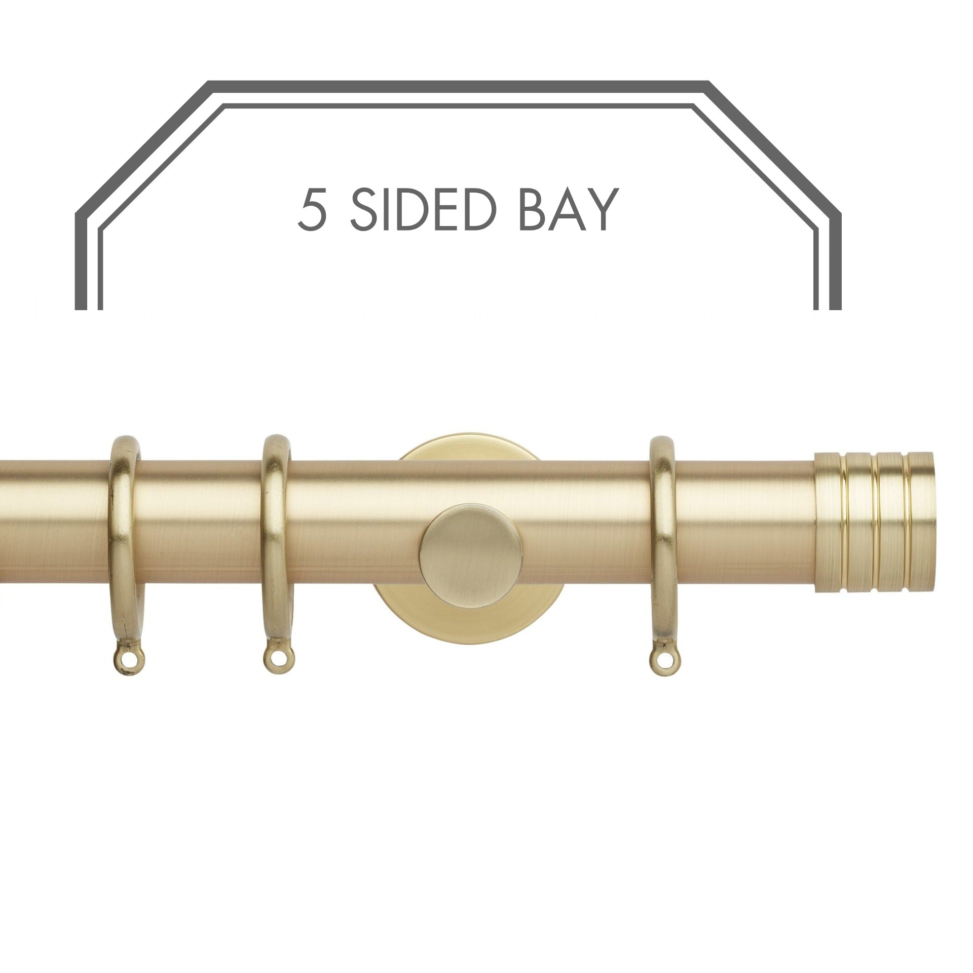 Hallis Neo Gold Stud 5-Sided Bay Window Curtain Pole Set shown in 35mm