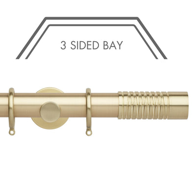 Hallis Neo Gold Wired Barrel 3-Sided Bay Window Curtain Pole Set
