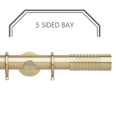 Hallis Neo Gold Wired Barrel 5-Sided Bay Window Curtain Pole Set