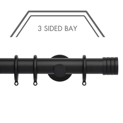 Hallis Neo Matt Black Stud 3-Sided Bay Window Curtain Pole Set