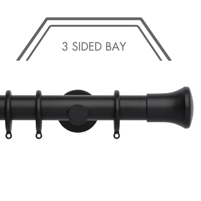 Hallis Neo Matt Black Trumpet 3-Sided Bay Window Curtain Pole Set