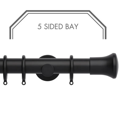 Hallis Neo Matt Black Trumpet 5-Sided Bay Window Curtain Pole Set