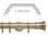 Hallis Neo Spun Brass Trumpet 3-Sided Bay Window Curtain Pole Set shown in 35mm