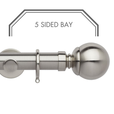 Hallis Neo Stainless Steel Ball 5-Sided Bay Window Curtain Pole Set